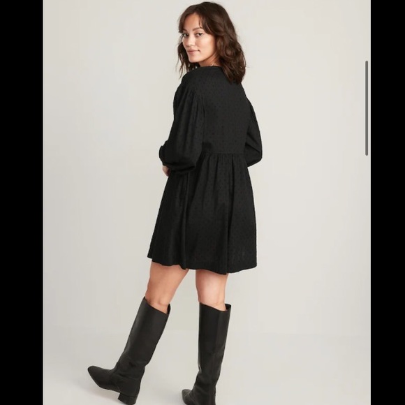 Old Navy Puff-Sleeve Clip-Dot Mini Swing Dress - Picture 2 of 5